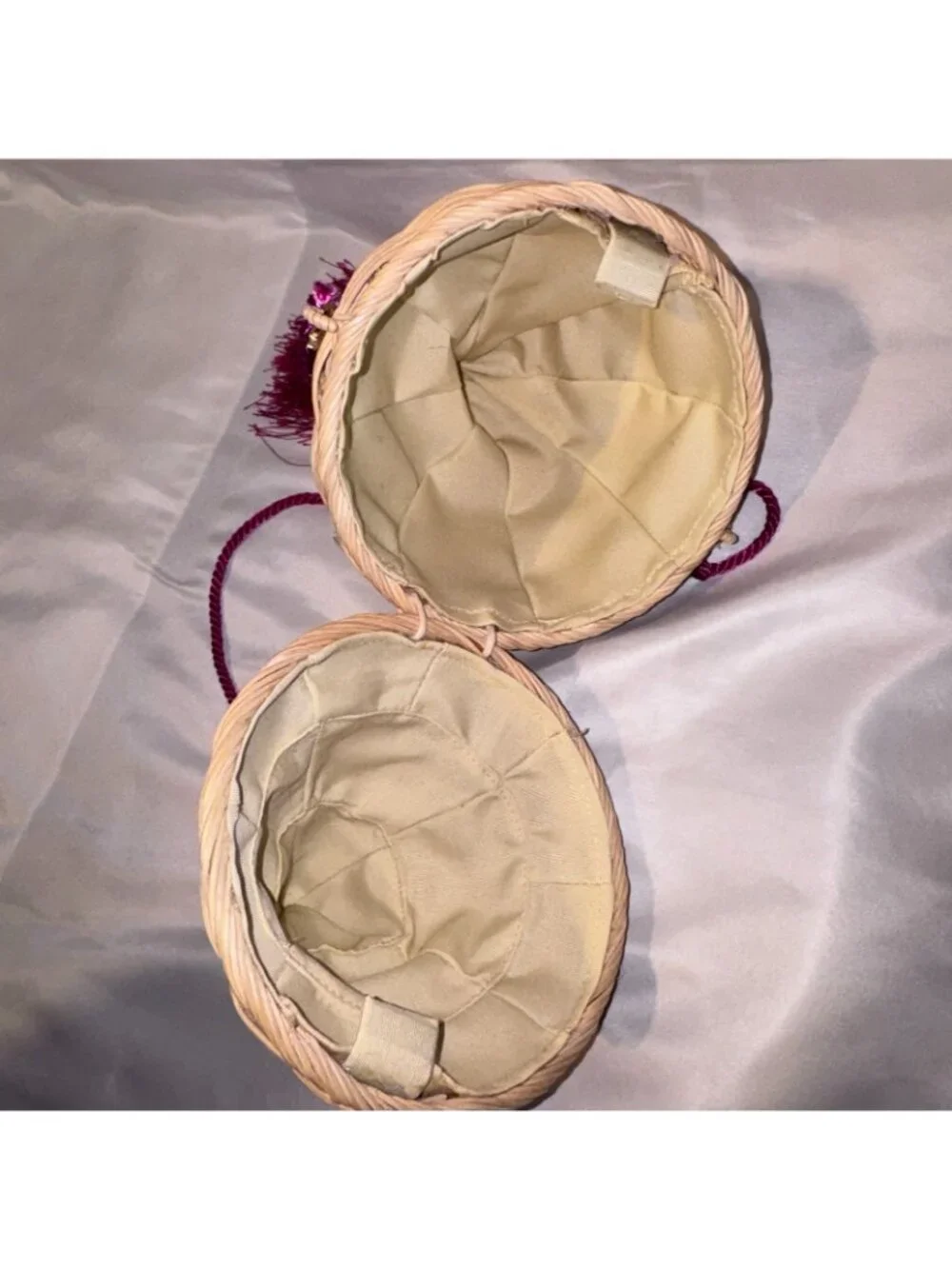 Conch Shell Bag Pink Tassel Vacation Straw bag Basket weave - Picture 4 of 6